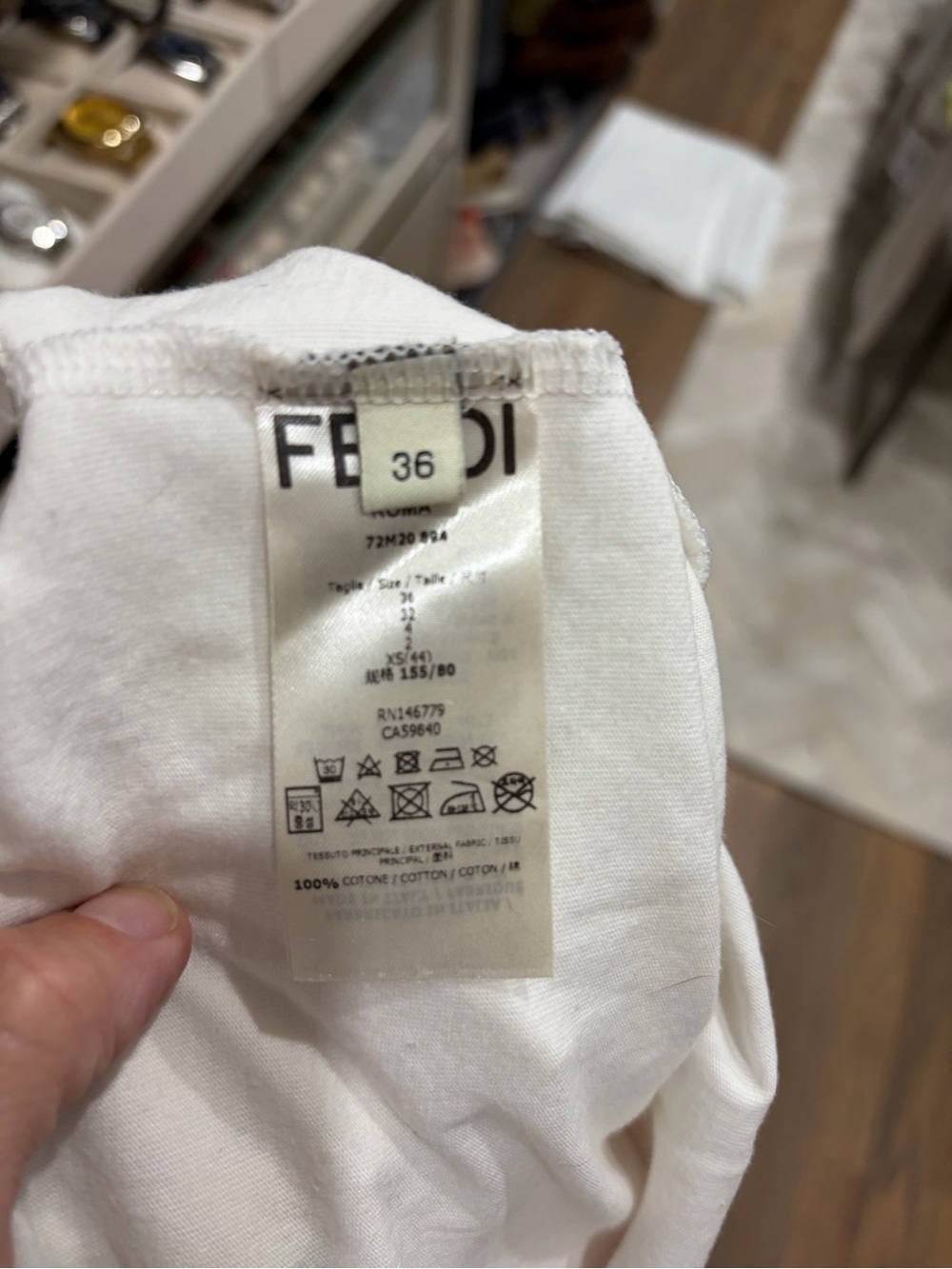 Fendi White Womens Tee with Neon Graphics - Picture 4 of 5